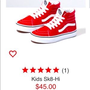 Kids Size 1y Red Vans